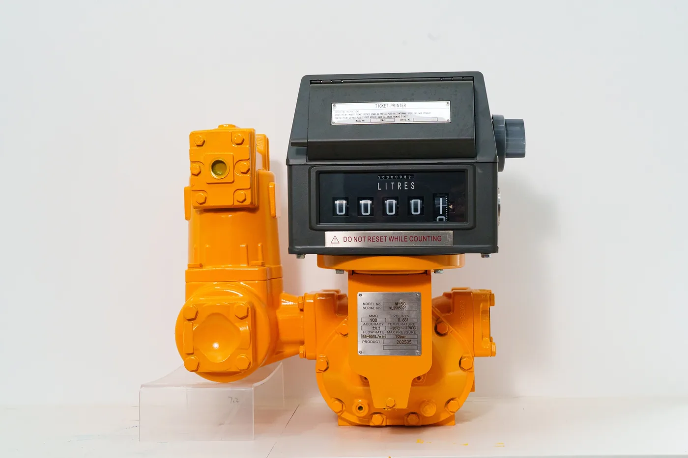 M50 positive displacement flow meter with mechanical register and printer