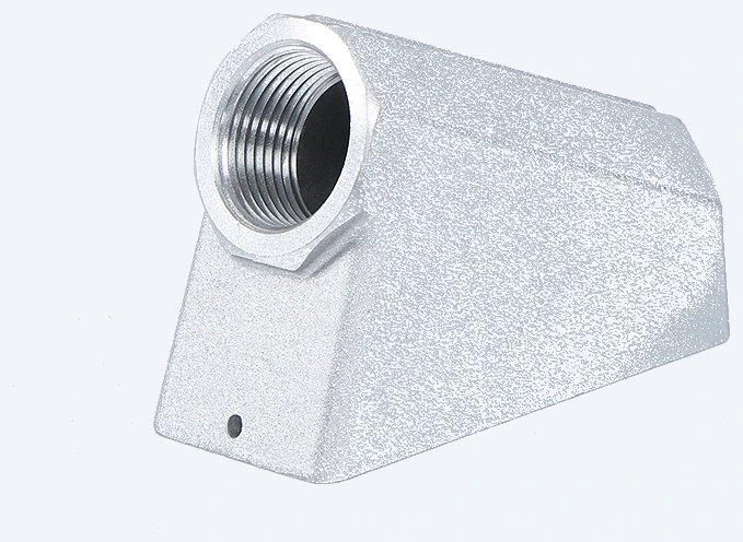 Type A composite hose connector with a 1 in NPT outlet, three-quarter view
