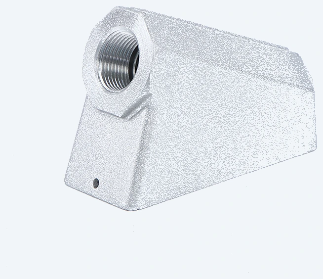 Type A composite hose connector with a 3/4 in NPT outlet, three-quarter view