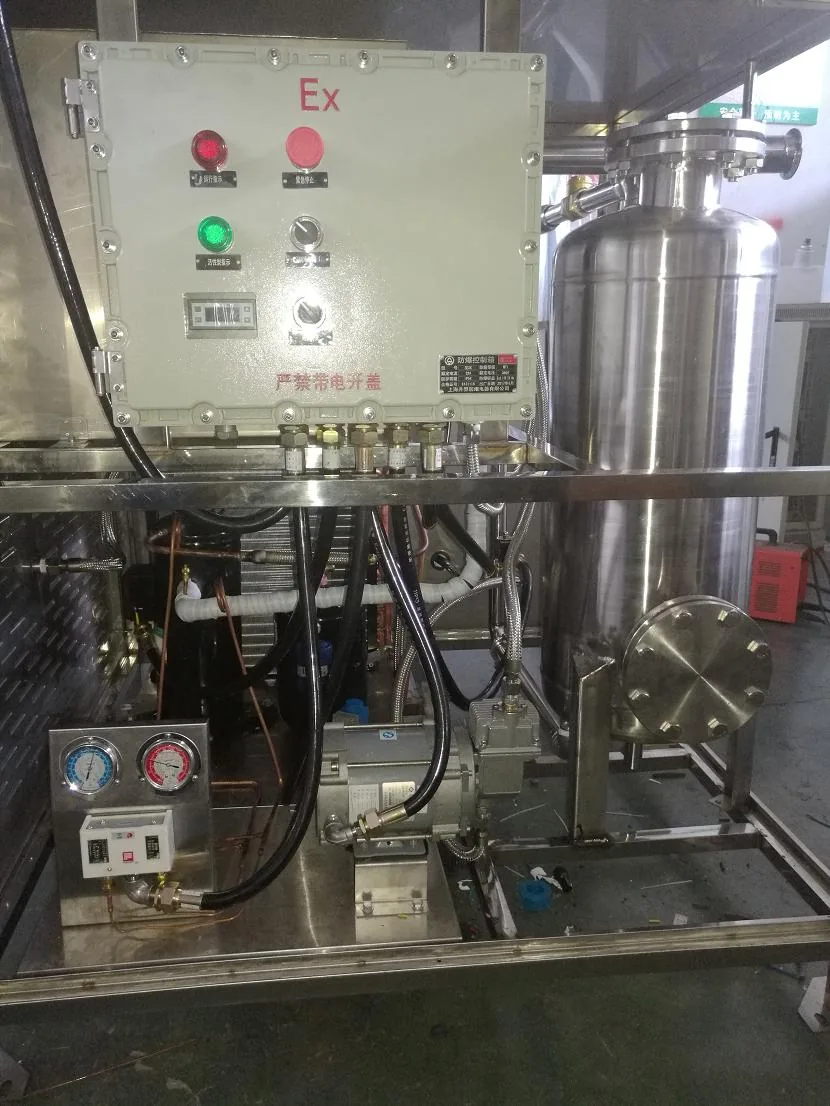 2016 combined condensation and activated-carbon-adsorption unit with Ex control cabinet, refrigeration gauges and stainless adsorption vessel