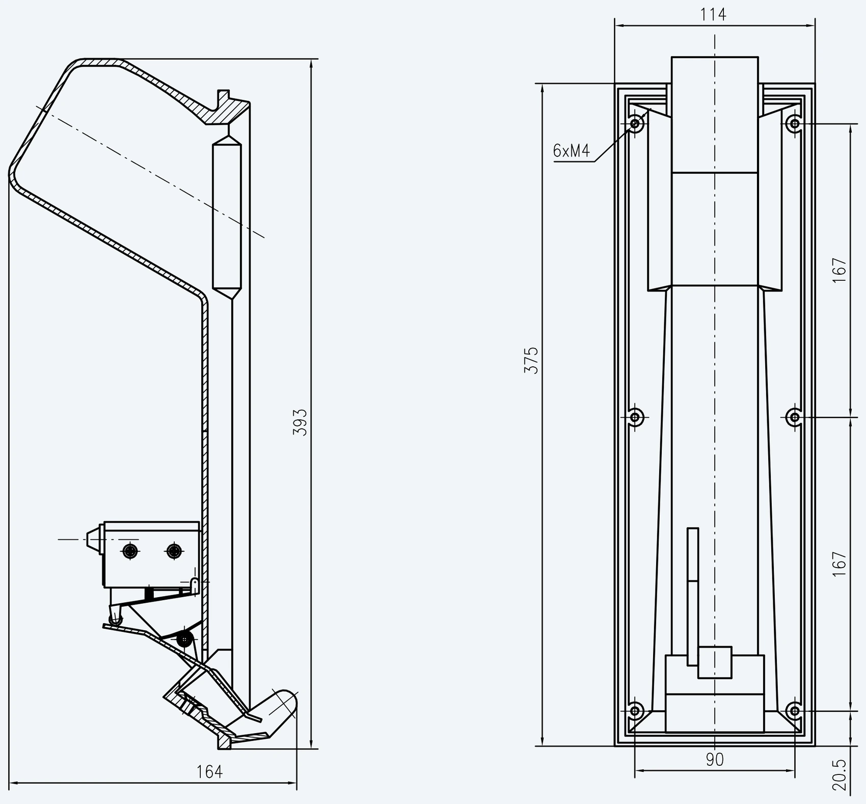 DTYQT4 nozzle holder &mdash; installation drawing with principal dimensions