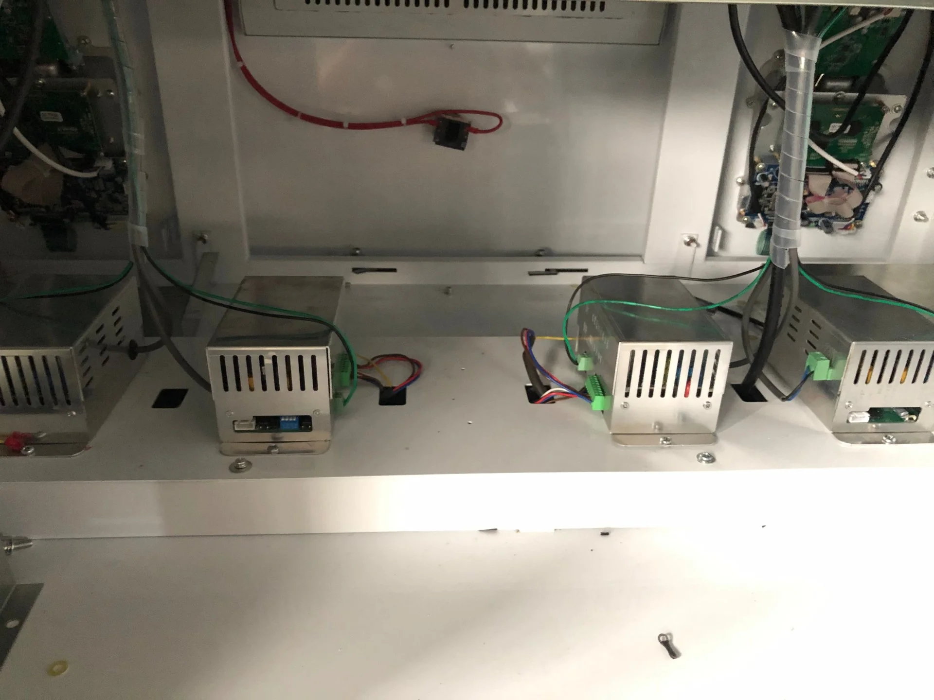NP pump mounted inside the dispenser cabinet during Stage II assembly