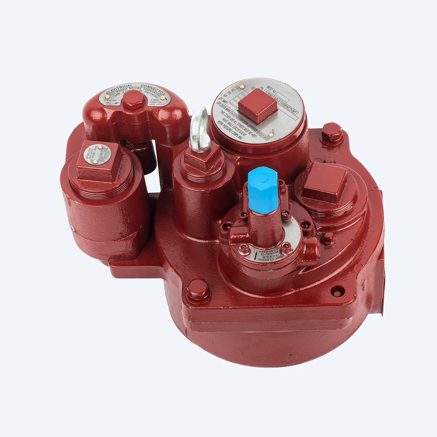 DT-STP discharge head — top view showing electrical connector and breather