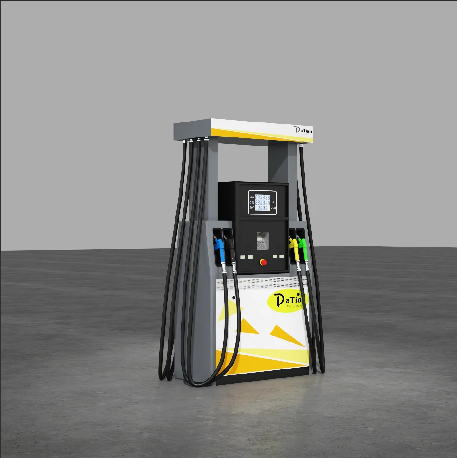 DT-G 3D render, four-nozzle cabinet in grey with yellow DaTian branding
