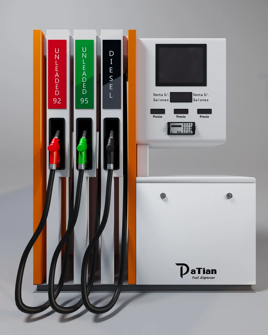 DT-L series fuel dispenser, three-nozzle cabinet with DaTian branding